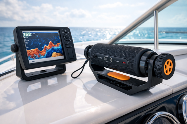 Makers and Joe 3D Printed Speaker Mount for the JBL Flip 6 Style Speaker. Offroad theme.