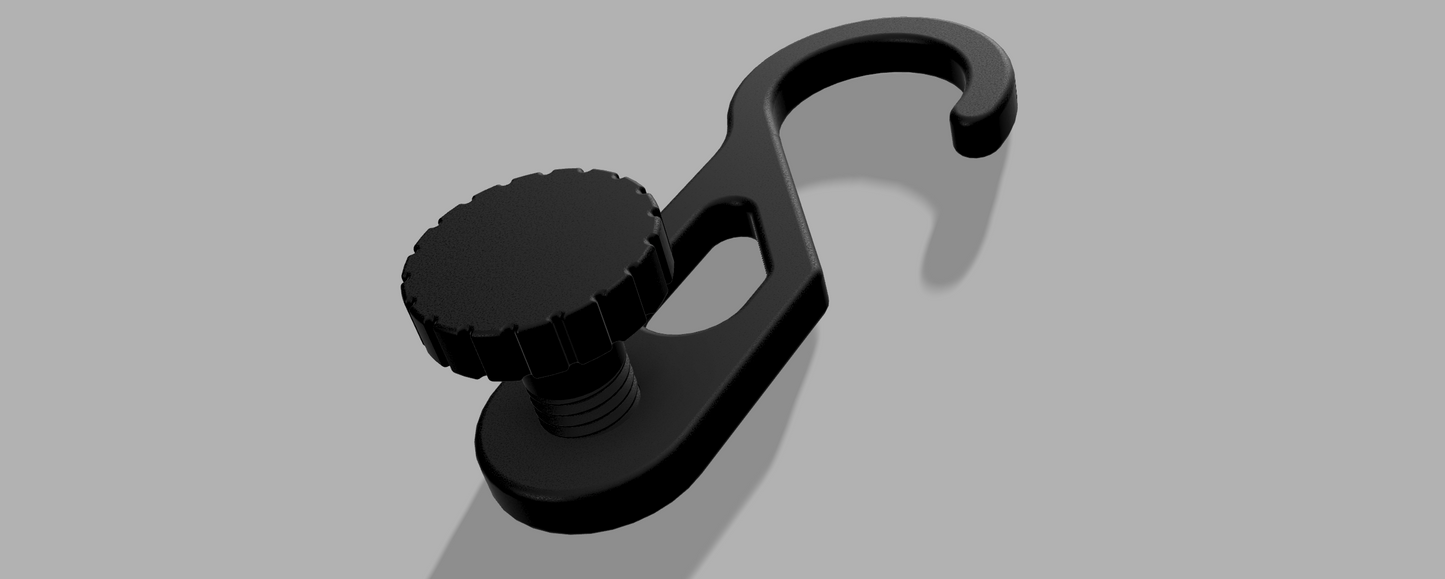 Close-up of Extra-Large-hook black shower caddy extension hanger- render-Angle-View