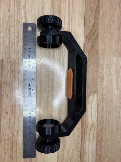 Adjustable speaker mount suitable for wall mount, deck mount, ATV, UTV, and side-by-side vehicles, designed to hold for JBL Flip 6 style speaker securely ruler reference for sizing